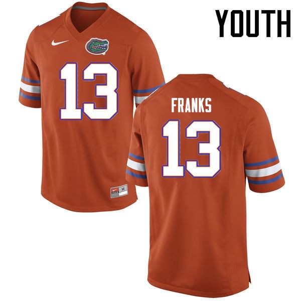 NCAA Florida Gators Feleipe Franks Youth #13 Nike Orange Stitched Authentic College Football Jersey SGR6464LF